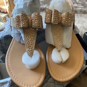 Material Girl Rose Gold sandals, size 8.5w